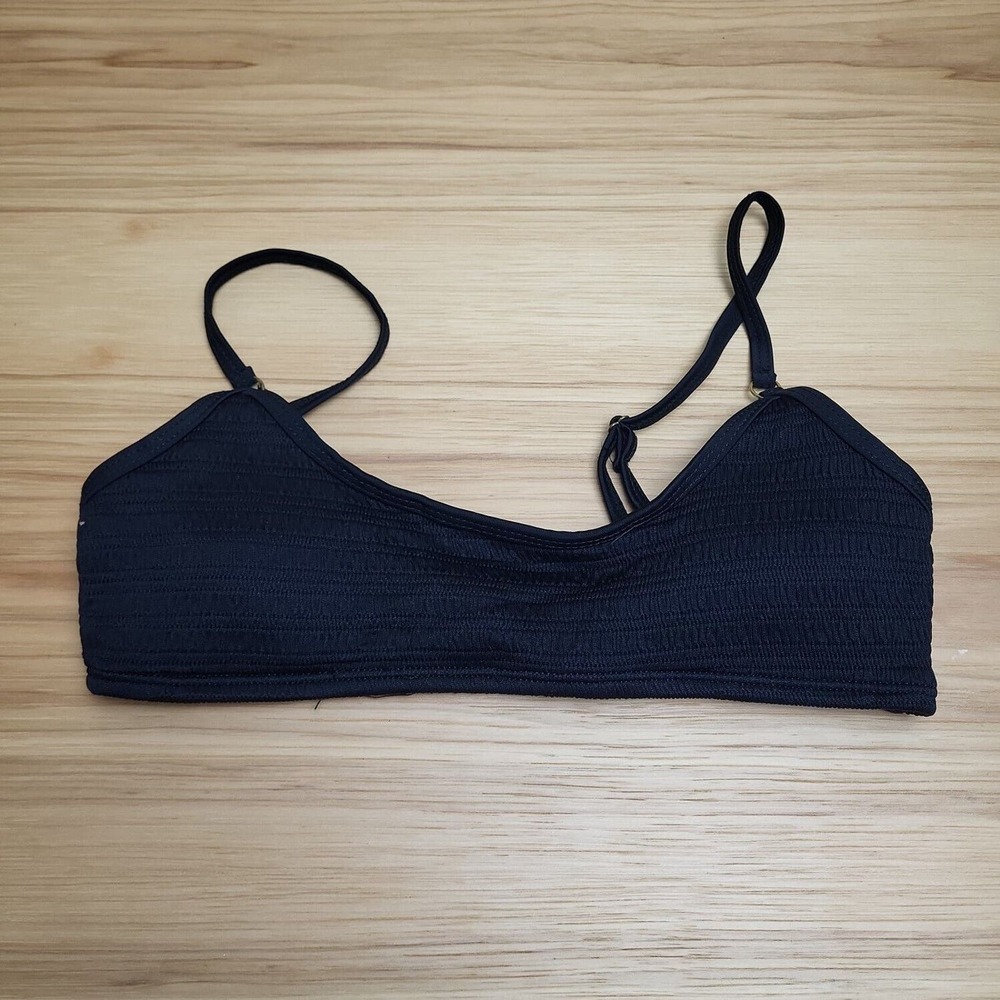South‎ Beach Womens Black Adjustable Spaghetti Strap Swim Bikini Top Size 4
